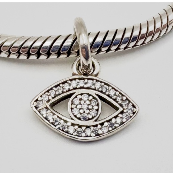 Pandora Pave CZ Evil Eye Symbol of Light Sterling Silver Charm - Picture 1 of 4